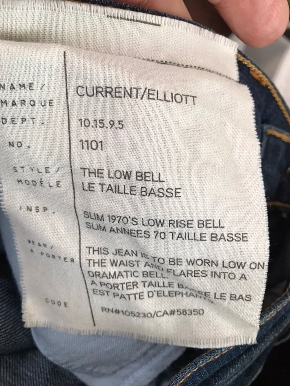 CURRENT/ELLIOT 1970's Y2K The Low Rise Bell Slim Annees Flare Jeans 26 - Picture 7 of 8